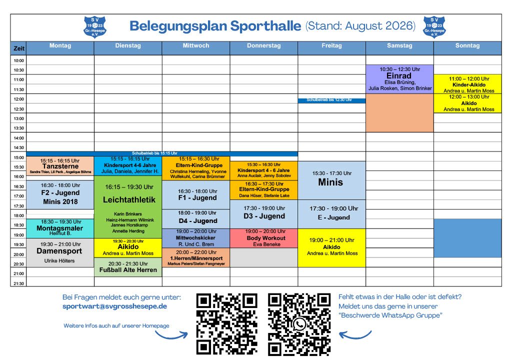 Belegungsplan Sporthalle 08-26