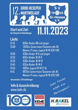 12. Groß Heseper Martinslauf am 11.11.2023