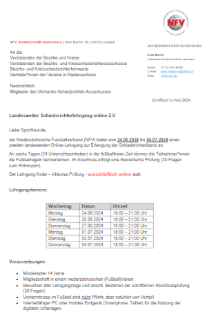 Online Schiedsrichter Lehrgang