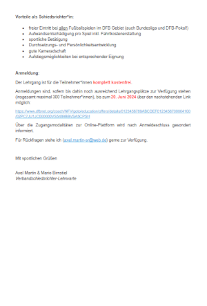 Online Schiedsrichter Lehrgang